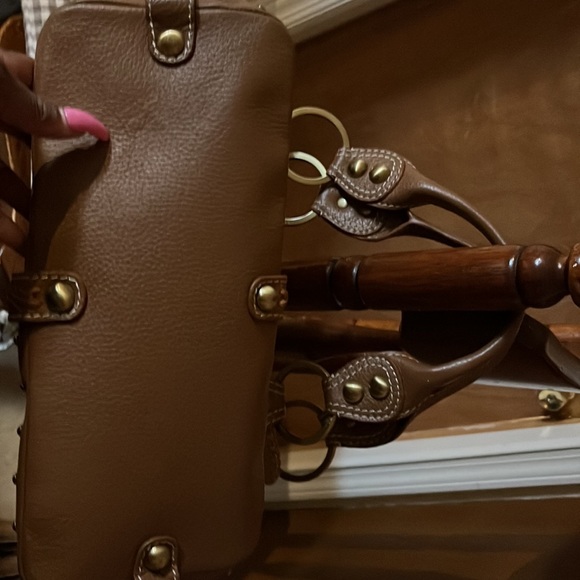 ❤️Final Sale”NWT Cognac RAFE Leather & sweater Lamb bag with dust bag included.. - Picture 7 of 9